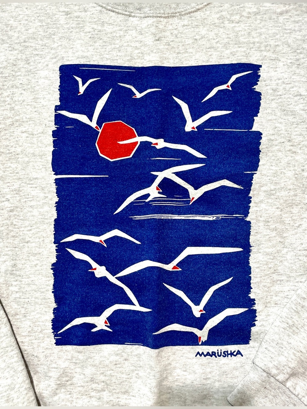 Marushka Screen printed crewneck sweatshirt, seagulls, beach, Michigan size: 2XL - Picture 6 of 12